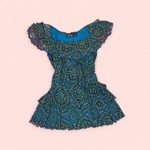 Printed tiered ruffle top